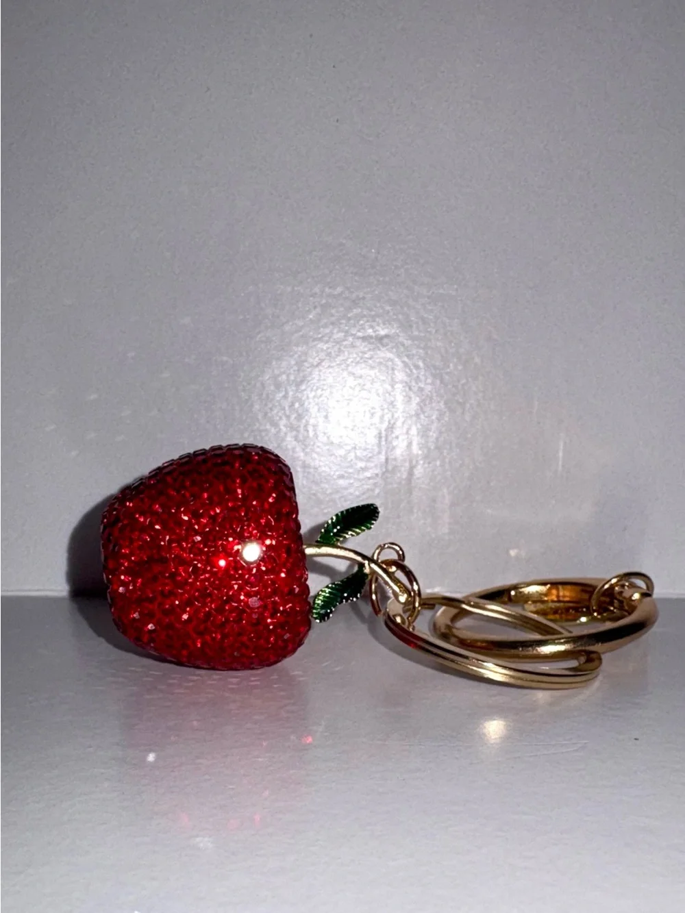 Sparkling Red Apple Keychain with Gold Hardware - Red Delicious!